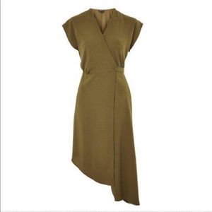Topshop Khaki Asymmetric Wrap Dress